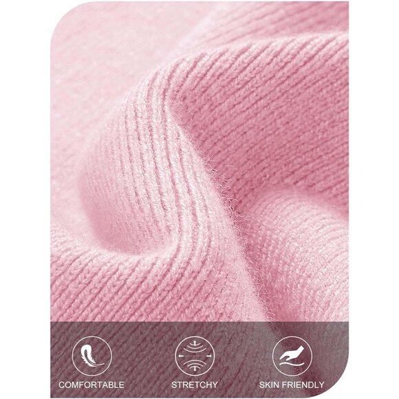 Merokeety Women's Lightpink Off Shoulder Long Sleeve Elegant Bodycon Midi Dress - Picture 4 of 9